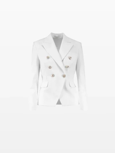 Sacou alb cu nasturi aurii