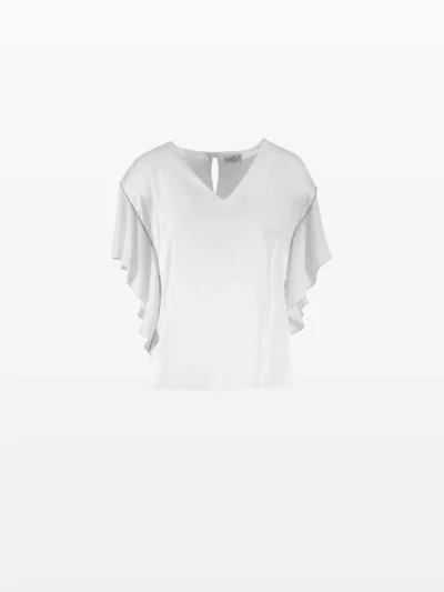 Bluză albă cu mâneci fluture