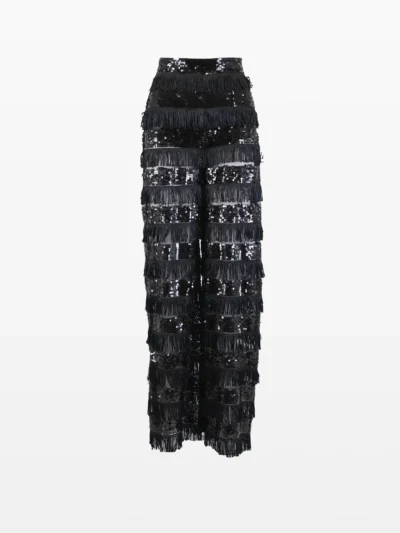 Pantalon cu franjuri și paiete