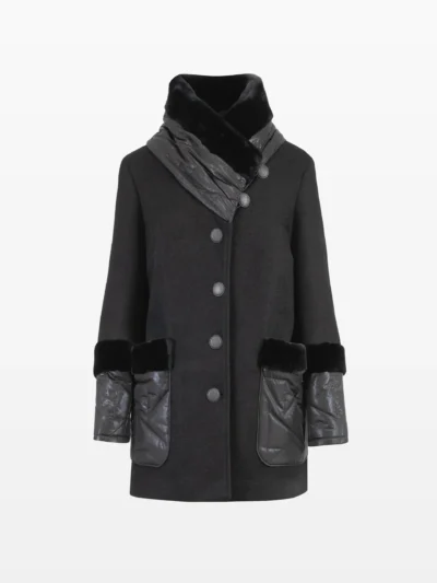 Jacheta neagră, guler matlasat