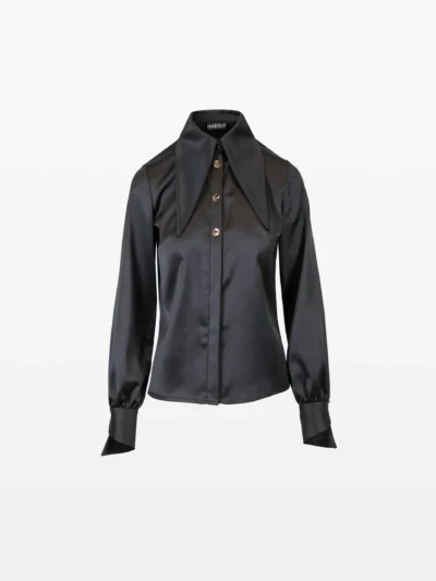 Cămașă cu guler supradimensionat, Black