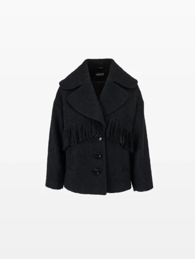 Jachetă neagră cu franjuri