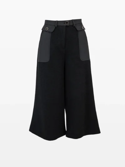 Pantaloni largi negri cu buzunare